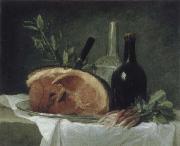 Anne Vallayer-Coster Style life with ham bottles and Radieschen Sweden oil painting artist